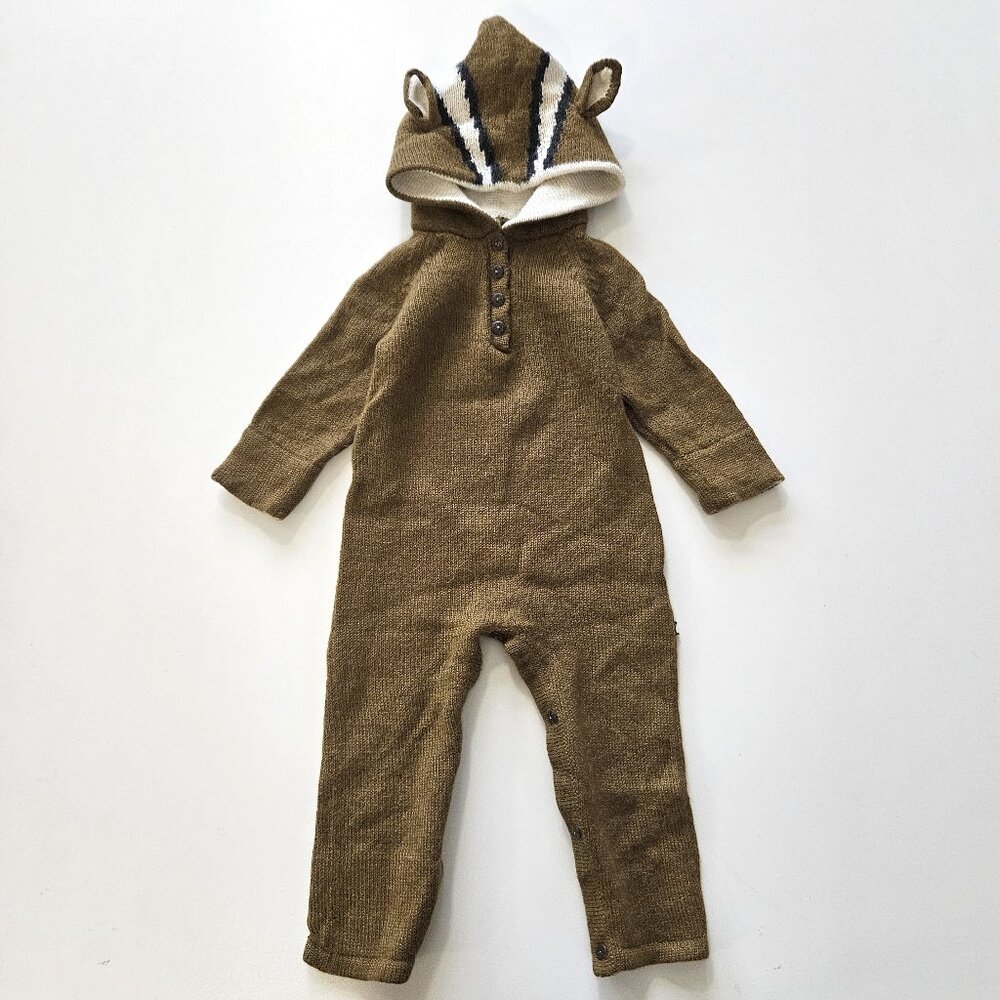 OEUF Chipmunk Hooded Alpaca Knit Sweater Romper Onesie Squirrel Costume - 18M - Picture 4 of 11